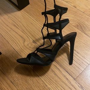 NWT ZARA Lace Up Black Heels/Shoes size 37